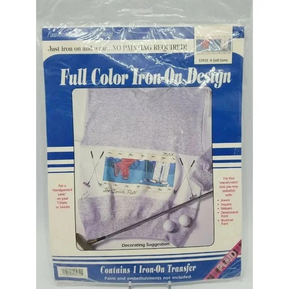 Fashion Show Originals "A Golf Game" Full Color Iron On Design New Old Stock
